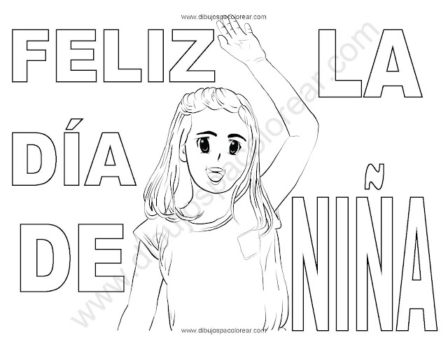 Dia de la niña dibujo para colorear 30 de abril
